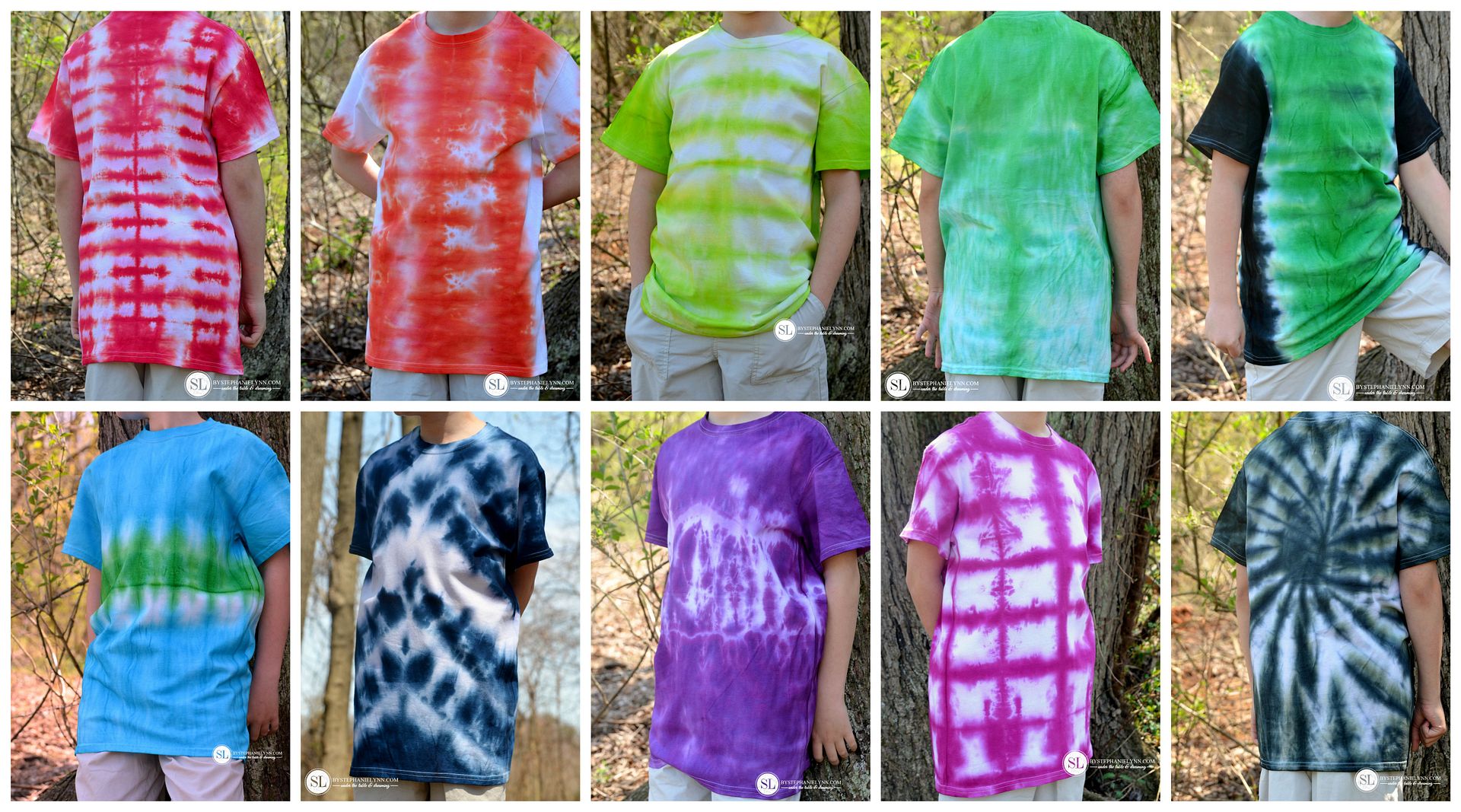 different ways to roll tie dye shirts